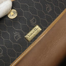 Christian Dior Honeycomb Canvas Shoulder Bag PVC Black Gold Auth 166639-18