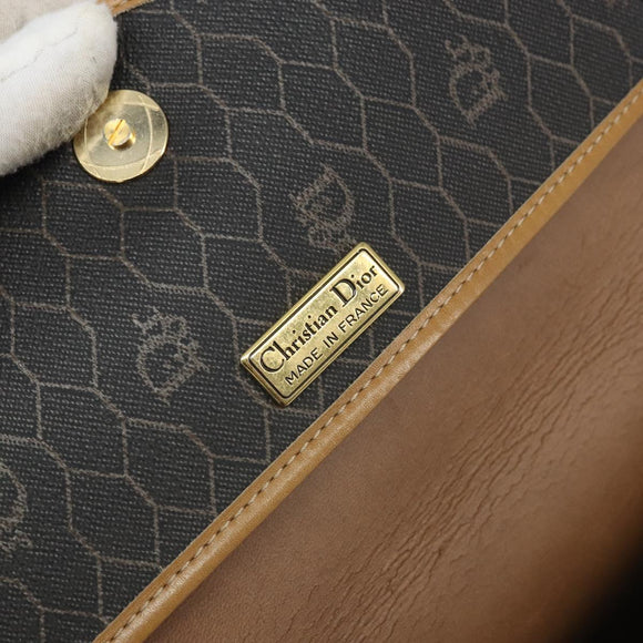 Christian Dior Honeycomb Canvas Shoulder Bag PVC Black Gold Auth 166639