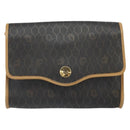 Christian Dior Honeycomb Canvas Shoulder Bag PVC Black Gold Auth 166639-13