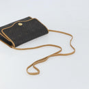 Christian Dior Honeycomb Canvas Shoulder Bag PVC Black Gold Auth 166639-7
