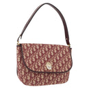 Christian Dior Trotter Canvas Shoulder Bag Red Gold Auth 166640-1