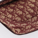 Christian Dior Trotter Canvas Shoulder Bag Red Gold Auth 166640-8
