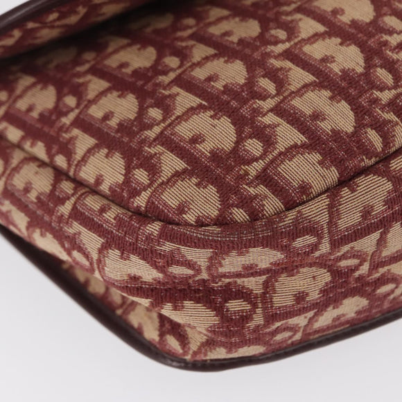 Christian Dior Trotter Canvas Shoulder Bag Red Gold Auth 166640