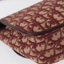 Christian Dior Trotter Canvas Shoulder Bag Red Gold Auth 166640-17