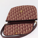 Christian Dior Trotter Canvas Shoulder Bag Red Gold Auth 166640-11