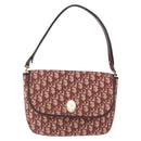 Christian Dior Trotter Canvas Shoulder Bag Red Gold Auth 166640-13