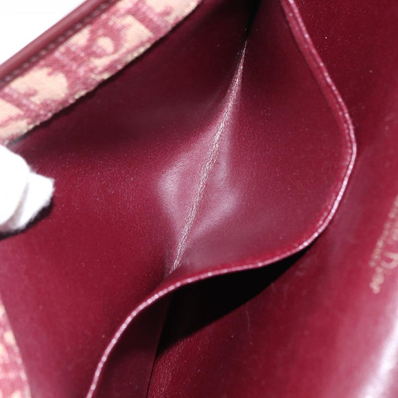 Christian Dior Trotter Canvas Shoulder Bag Red Gold Auth 166640