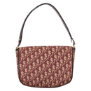 Christian Dior Trotter Canvas Shoulder Bag Red Gold Auth 166640-2