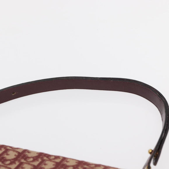 Christian Dior Trotter Canvas Shoulder Bag Red Gold Auth 166640