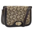 CELINE C Sulky Shoulder Bag Canvas Beige Gold Auth 166644-1