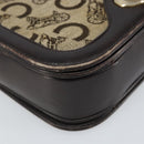 CELINE C Sulky Shoulder Bag Canvas Beige Gold Auth 166644-15