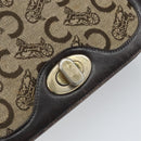 CELINE C Sulky Shoulder Bag Canvas Beige Gold Auth 166644-18