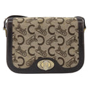 CELINE C Sulky Shoulder Bag Canvas Beige Gold Auth 166644-13