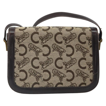 CELINE C Sulky Shoulder Bag Canvas Beige Gold Auth 166644 - 0