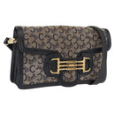CELINE C Sulky Shoulder Bag Canvas Navy Gold Auth 166645-1