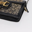 CELINE C Sulky Shoulder Bag Canvas Navy Gold Auth 166645-14