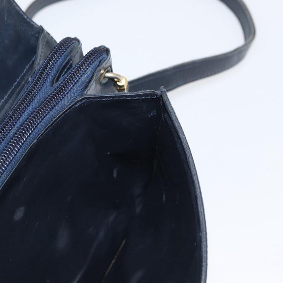 CELINE C Sulky Shoulder Bag Canvas Navy Gold Auth 166645