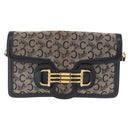 CELINE C Sulky Shoulder Bag Canvas Navy Gold Auth 166645-13