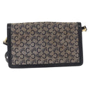 CELINE C Sulky Shoulder Bag Canvas Navy Gold Auth 166645-2