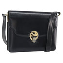 CELINE Shoulder Bag Leather Black Gold Auth 166646-1
