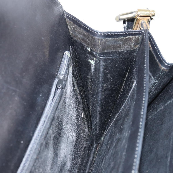 CELINE Shoulder Bag Leather Black Gold Auth 166646