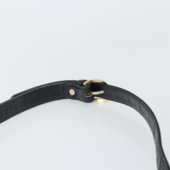 CELINE Shoulder Bag Leather Black Gold Auth 166646