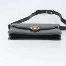 CELINE Shoulder Bag Leather Black Gold Auth 166646-9
