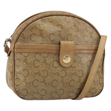 CELINE C Sulky Shoulder Bag PVC Beige Gold Auth 166647