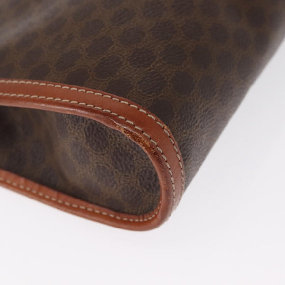 CELINE Macadam Canvas Clutch Bag PVC Brown Gold Auth 166650