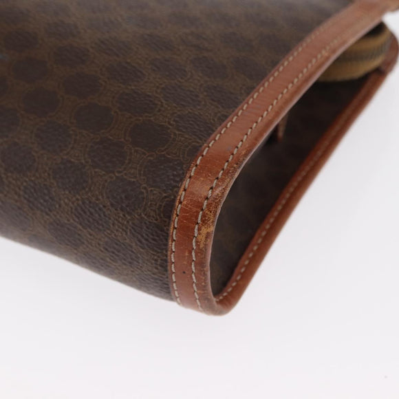 CELINE Macadam Canvas Clutch Bag PVC Brown Gold Auth 166650