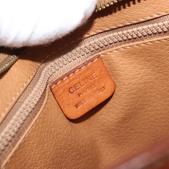 CELINE Macadam Canvas Clutch Bag PVC Brown Gold Auth 166650