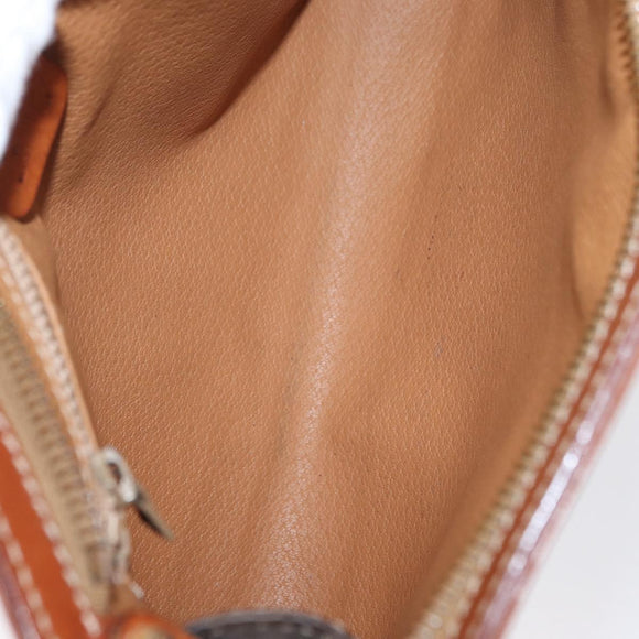 CELINE Macadam Canvas Clutch Bag PVC Brown Gold Auth 166650