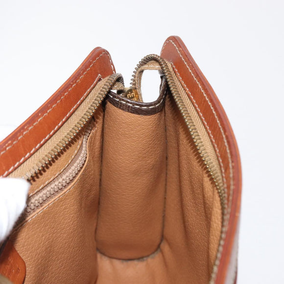 CELINE Macadam Canvas Clutch Bag PVC Brown Gold Auth 166650