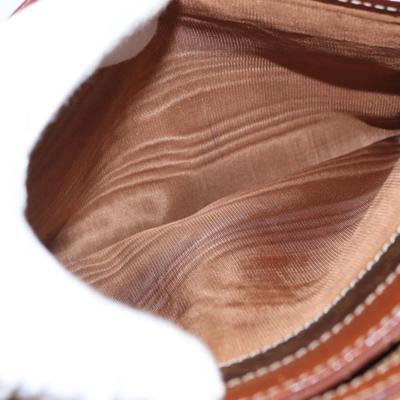 CELINE Macadam Canvas Clutch Bag PVC Brown Gold Auth 166650