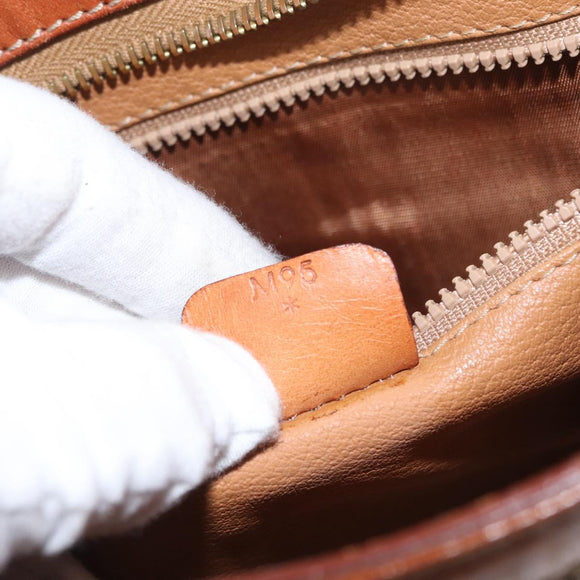 CELINE Macadam Canvas Clutch Bag PVC Brown Gold Auth 166650