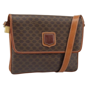 CELINE Macadam Canvas Shoulder Bag PVC Brown Gold Auth 166651