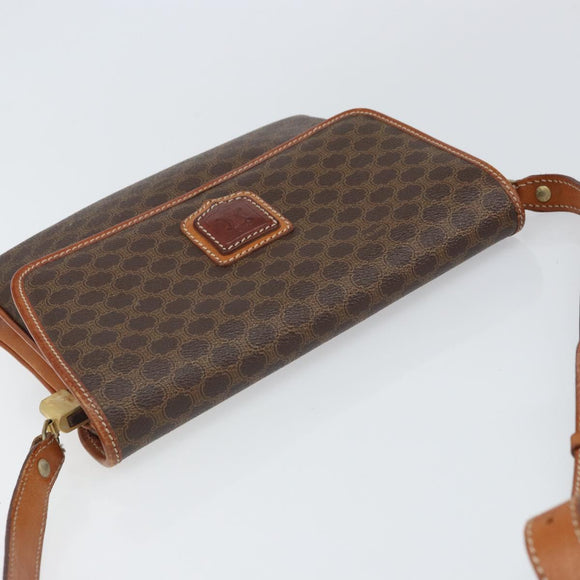 CELINE Macadam Canvas Shoulder Bag PVC Brown Gold Auth 166651