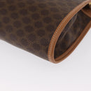 CELINE Macadam Canvas Clutch Bag PVC Brown Gold Auth 166652-16