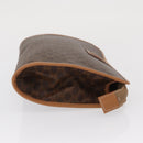 CELINE Macadam Canvas Clutch Bag PVC Brown Gold Auth 166652-3