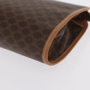 CELINE Macadam Canvas Clutch Bag PVC Brown Gold Auth 166652-14
