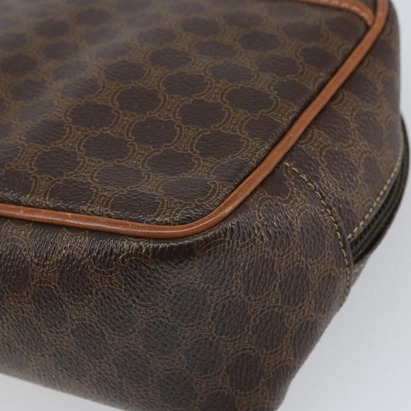 CELINE Macadam Canvas Pouch PVC Leather Brown Auth 166653