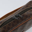 CELINE Macadam Canvas Pouch PVC Leather Brown Auth 166653-13