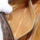 CELINE Macadam Canvas Pouch PVC Leather Brown Auth 166653-19