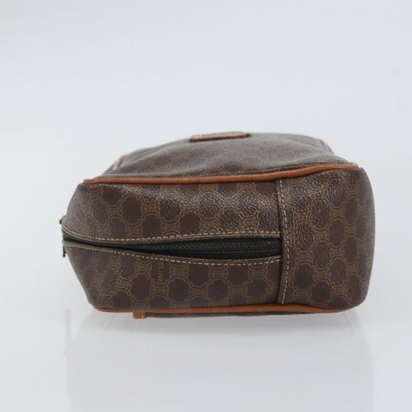 CELINE Macadam Canvas Pouch PVC Leather Brown Auth 166653