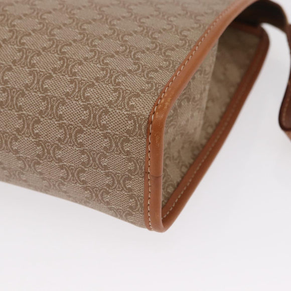 CELINE Macadam Canvas Clutch Bag PVC Beige Gold Auth 166654
