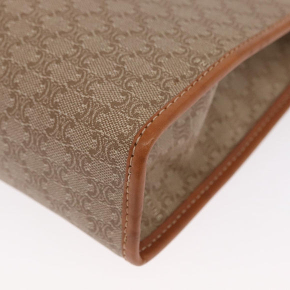 CELINE Macadam Canvas Clutch Bag PVC Beige Gold Auth 166654