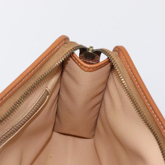 CELINE Macadam Canvas Clutch Bag PVC Beige Gold Auth 166654