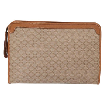 CELINE Macadam Canvas Clutch Bag PVC Beige Gold Auth 166654 - 0