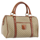 CELINE Macadam Canvas Boston Bag PVC Beige Gold Auth 166655-1