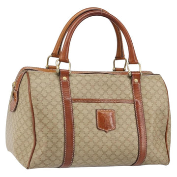 CELINE Macadam Canvas Boston Bag PVC Beige Gold Auth 166655